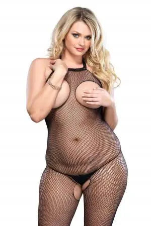 Plus Fishnet Cupless Bodystocking Leg Avenue