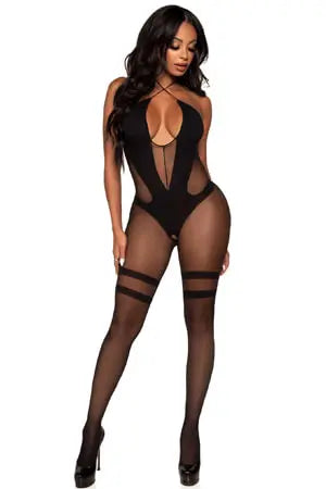 Black One True Love Bodystocking Leg Avenue