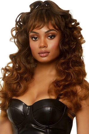 Brown 24" Long Curly Ponytail Wig