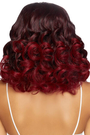 Burgundy 18" Curly Ombre Long Bob Wig