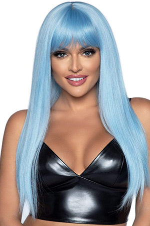 Straight Blue Wig With Bangs