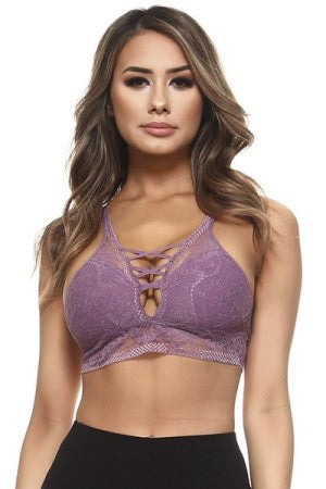 Purple Sheer Lace Caged Bralette