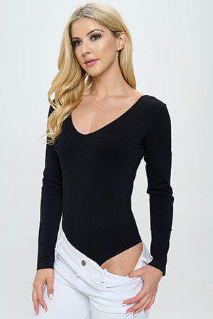 Black Seamless Body Contour Long Sleeve Bodysuit