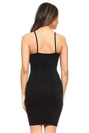 Black Seamless Cami Slip Dress Yelete