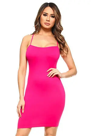 Fuchsia Seamless Cami Slip Dress Yelete