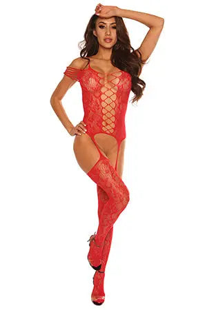 Red Très Sexy Bodystocking Velvet Kitten