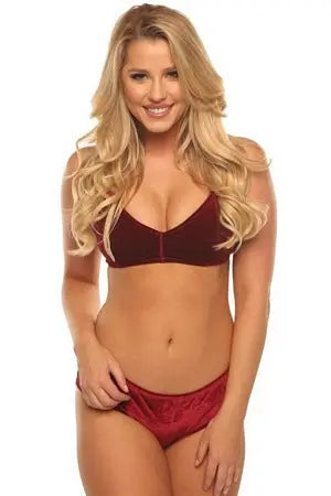 Wine Velvet Kiss Bra Set Velvet Kitten