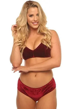 Wine Velvet Kiss Bra Set Velvet Kitten