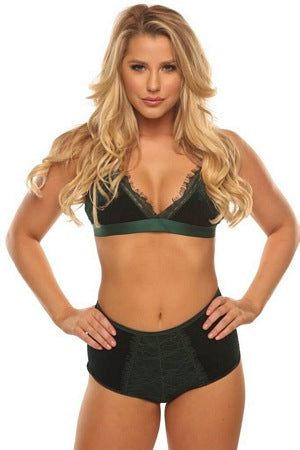 Emerald Velvet Vixen Bra Set
