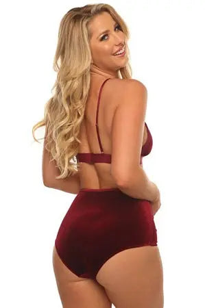 Wine Velvet Vixen Bra Set Velvet Kitten