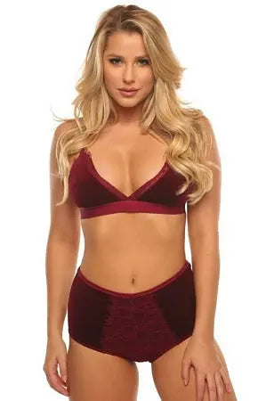 Wine Velvet Vixen Bra Set Velvet Kitten