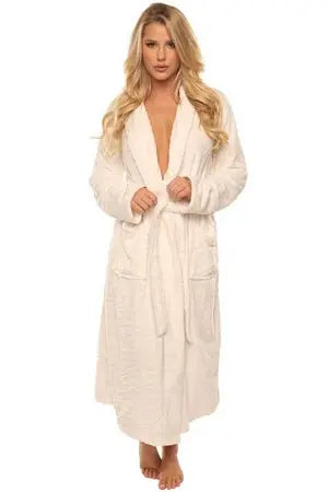 Cozy Long White Robe Velvet Kitten