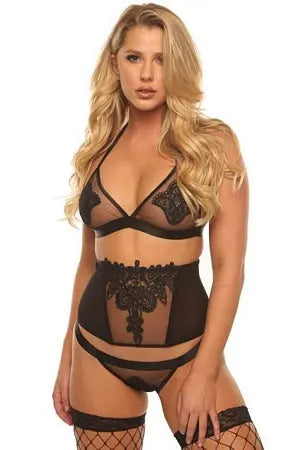 Floral Applique 4 Pc Set Velvet Kitten