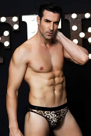 Lace-Up Leopard Men's Brief Velvet Kitten