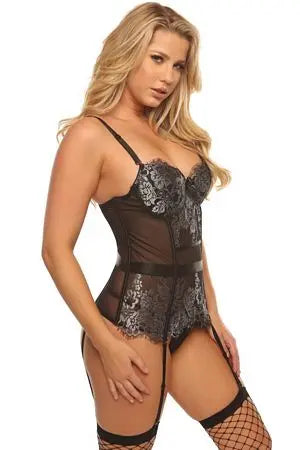 Fancy Floral Bustier Set Velvet Kitten