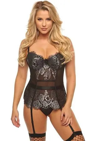 Fancy Floral Bustier Set Velvet Kitten