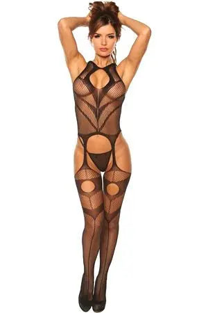 Keyhole Suspender Bodystocking Velvet Kitten
