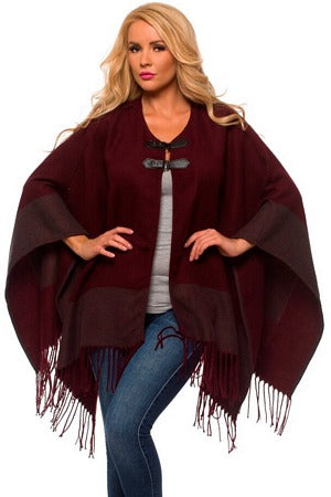 Merlot Wrap With Buckle and Fringe