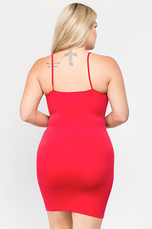 Plus Red Solid Seamless Long Cami Top